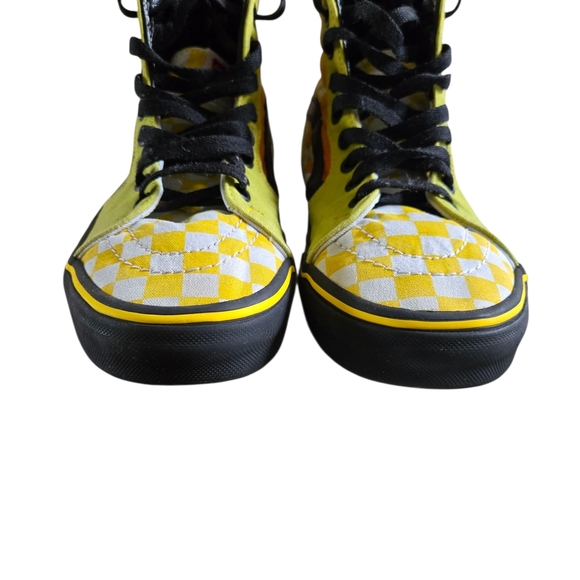 Vans Yellow Checkered High-Top Sneakers - Picture 3 of 8